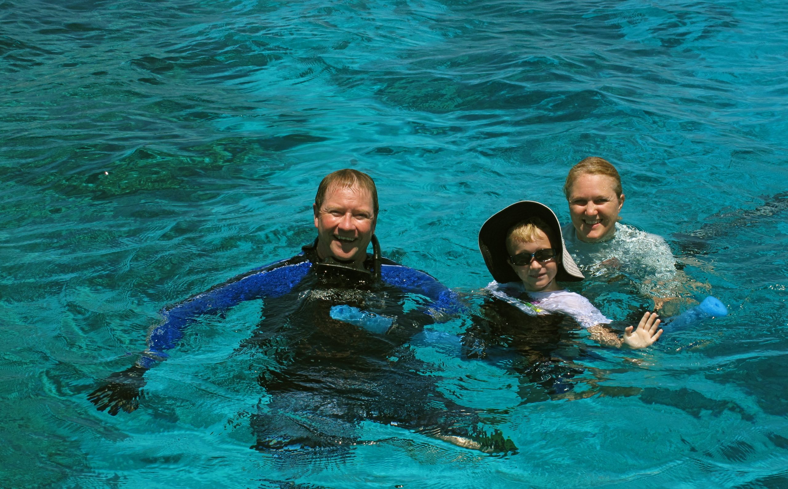 Peter taught sons Lachlan and Cameron (pictured here with his Mum Vicki) how to scuba dive at the Rowley’s.