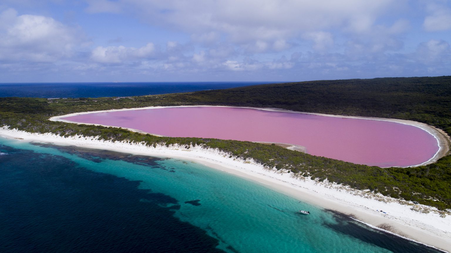  View of Lake Hillier’s Pink Surface | True North Luxury Cruise 