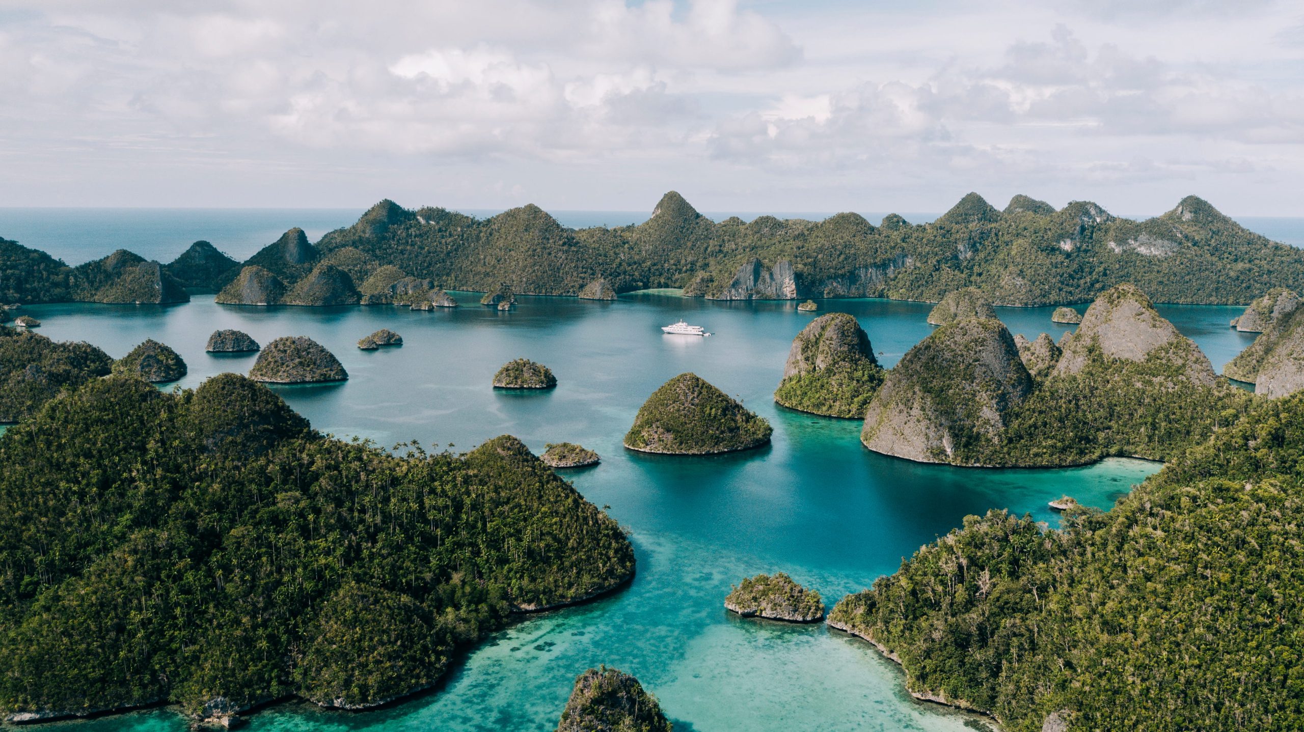Aerial view of the True North expedition ship