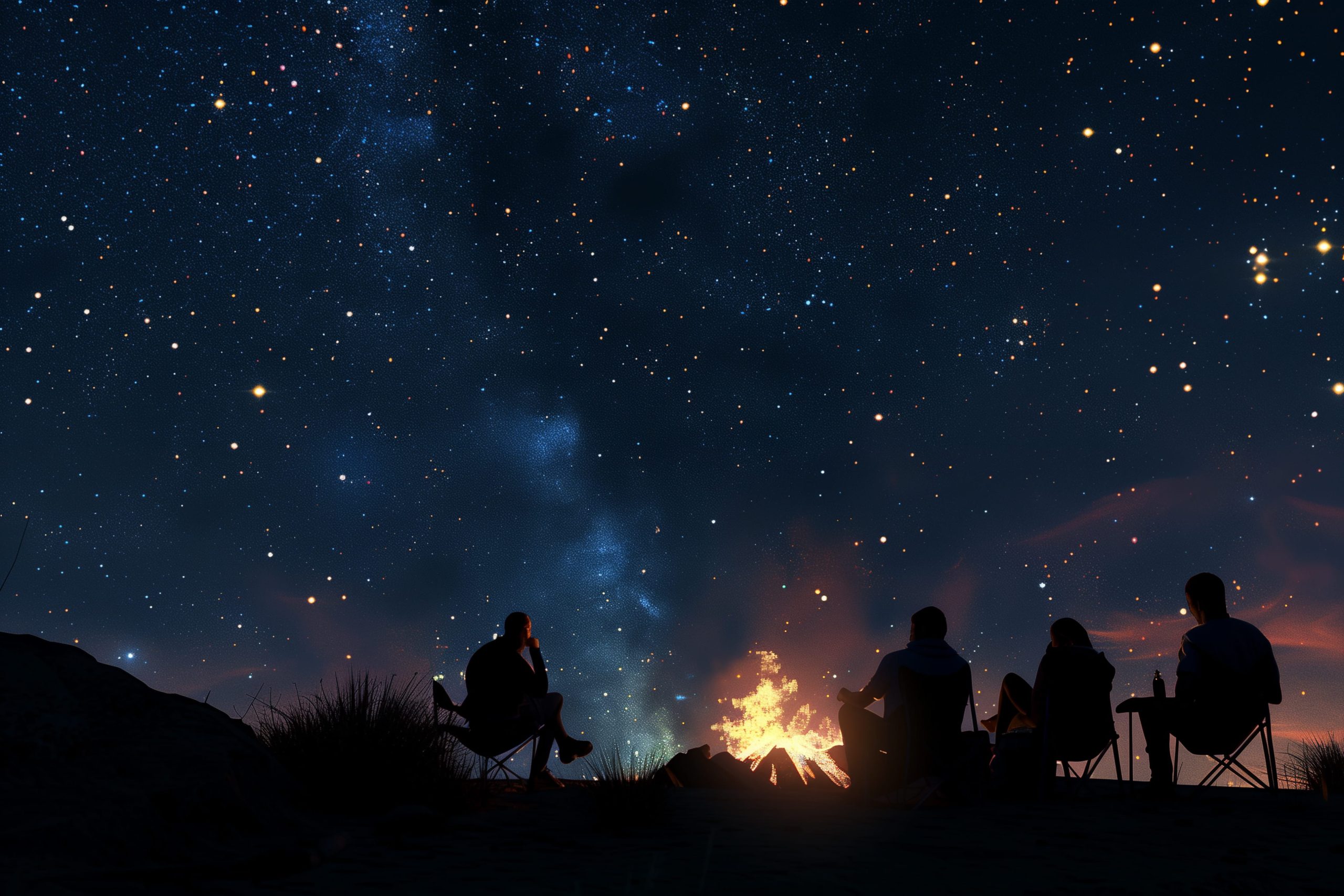The Milky Way blazes overhead as guests gather around a campfire for Kimberley stargazing.