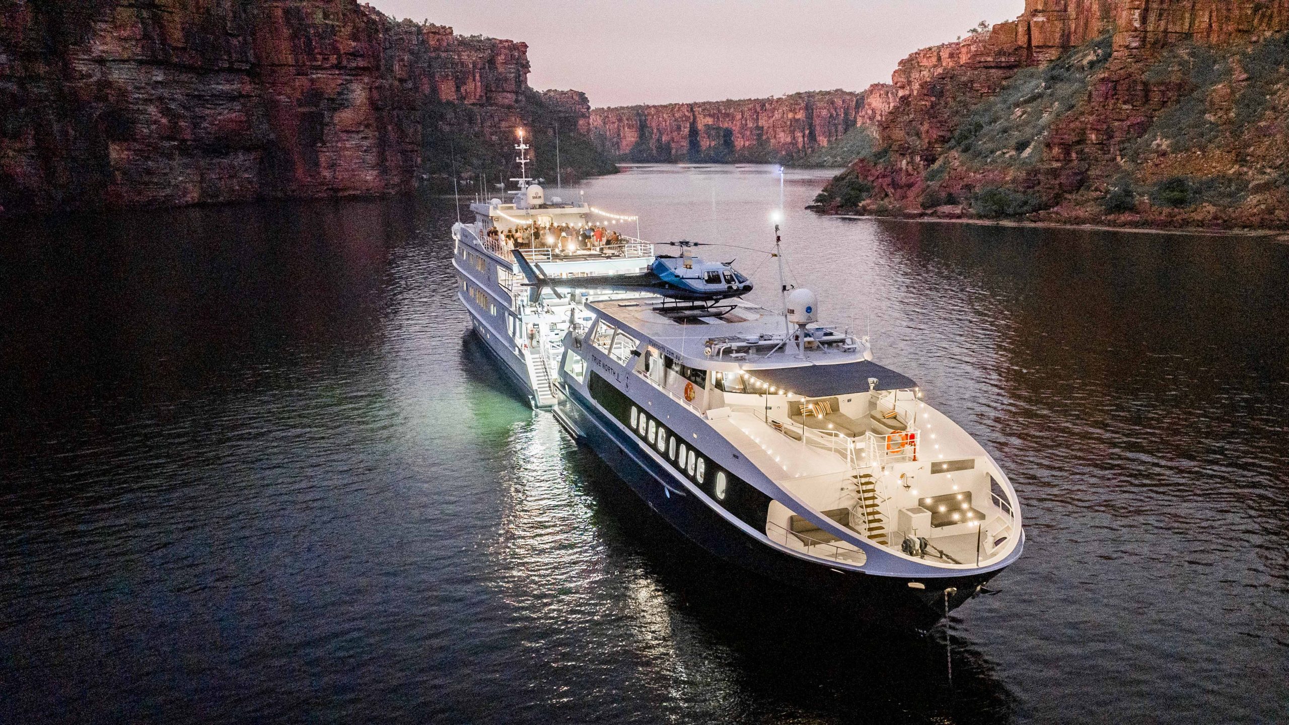 Magical Evening when Both Yachts Came Together Adjacent to the Majesty of the King George Falls